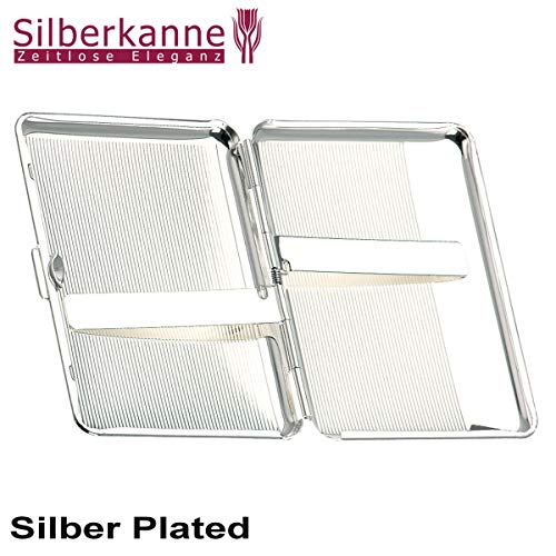 SILBERKANNE Pitillera de doble cara Hamburgo, 6,5 x 9,5 cm, chapado en plata, acabado premium