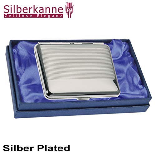 SILBERKANNE Pitillera de doble cara Hamburgo, 6,5 x 9,5 cm, chapado en plata, acabado premium