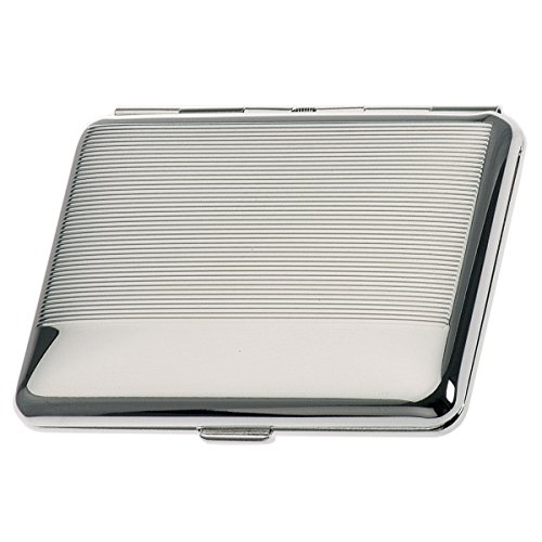 SILBERKANNE Pitillera de doble cara Hamburgo, 6,5 x 9,5 cm, chapado en plata, acabado premium