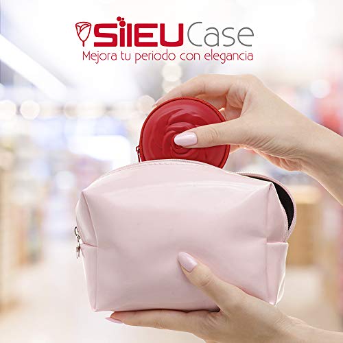 Sileu Case - Estuche para copas menstruales - Ideal para llevar tu tampón o copa menstrual de forma elegante y discreta en tu bolso o para viajes - Pequeño, 8 cm - Negro Holográfico