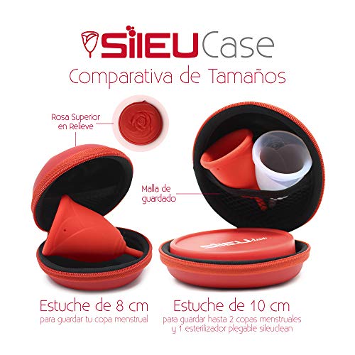 Sileu Case - Estuche para copas menstruales - Ideal para llevar tu tampón o copa menstrual de forma elegante y discreta en tu bolso o para viajes - Pequeño, 8 cm - Negro Holográfico