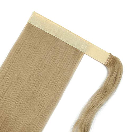 Silk-co Coleta Postiza de Pelo Sintético Liso con Clips Extensiones de Cabello Invisible y Natural Ponytail Velcro Hair Extension # Rubio (58cm,90g)