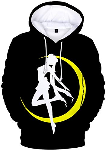 Silver Basic Sudadera con Capucha de Sailor Moon para Hombre,Sudadera con Capucha Deportiva para Fanáticos del Anime Japonés, Jersey de Sailor Moon M