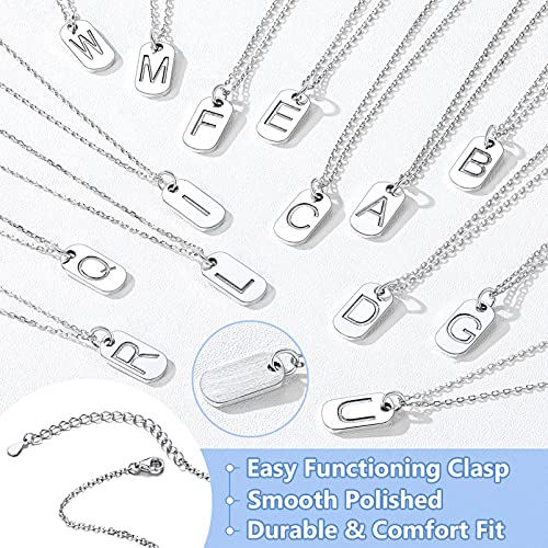 Silvora Collar de Letra Plata Colgante Mini Chapa de Identidad, Letra D para Colgante Inicial de Nombre Cumpleaños Regalo