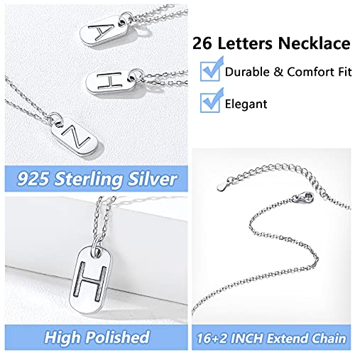 Silvora Dog Tag Colgante Plata Fina Letra C Mujer Gargantilla Identificativa, Collares Iniciales de Nombre Plata de Primera Ley
