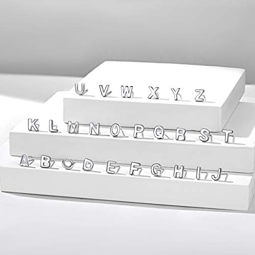 Silvora Mini Letra J Oro Blanco Pendientes con la Letra J Chica Mujeres Pendientes Letra Mini