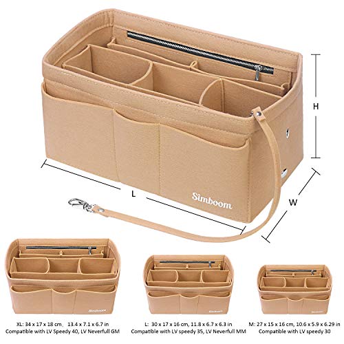 Simboom Organizador de Bolso de Fieltro, Organizador Bolso Insertar para iPad Mini, Cosméticos, Billetera, Perfume, Llave (Beige, M)