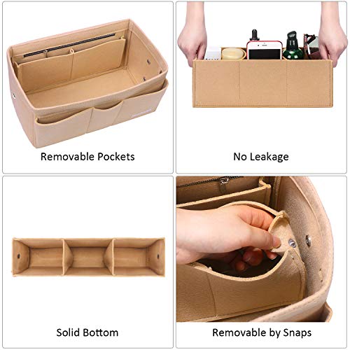 Simboom Organizador de Bolso de Fieltro, Organizador Bolso Insertar para iPad Mini, Cosméticos, Billetera, Perfume, Llave (Beige, M)