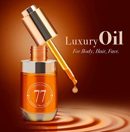 Simon&Tom 77 - Lujoso Aceite facial 30ml - Bio Sérum Antiedad - Complejo Antioxidante - Regenera - 12 aceites 100% puros - Rosa mosqueta, Argán, Aguacate y Sésamo -Ideal para Jade Roller o Dermaroller