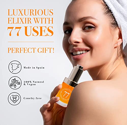 Simon&Tom 77 - Lujoso Aceite facial 30ml - Bio Sérum Antiedad - Complejo Antioxidante - Regenera - 12 aceites 100% puros - Rosa mosqueta, Argán, Aguacate y Sésamo -Ideal para Jade Roller o Dermaroller