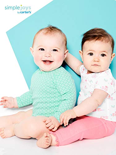 Simple Joys by Carter's - Body de manga larga para niña (5 unidades) ,Pink/Navy/Mint ,18 Meses