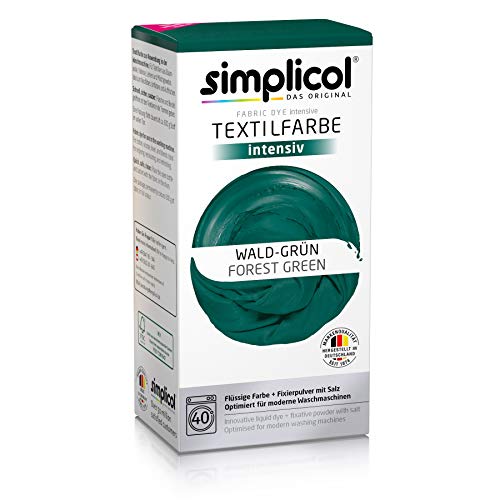 simplicol Kit de Tinte Textile Dye Intensive Verde: Colorante para Teñir Ropa, Tejidos y Telas Lavadora, Contiene Fijador para Colorante Líquido, Anti Alérgeno, No Destiñe, Seguro para su Lavadora