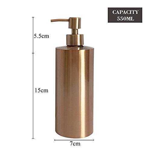 SISVIV Dispensador de Jabón 550ML Baño Cocina en 304 Acero Inoxidable Dosificador de Jabón Líquido Champú Loción Gel de Ducha Detergente para Patos Oro Rosa