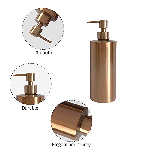 SISVIV Dispensador de Jabón 550ML Baño Cocina en 304 Acero Inoxidable Dosificador de Jabón Líquido Champú Loción Gel de Ducha Detergente para Patos Oro Rosa