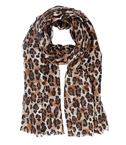 SIX Bufanda con estampado animal y flecos (633-153).