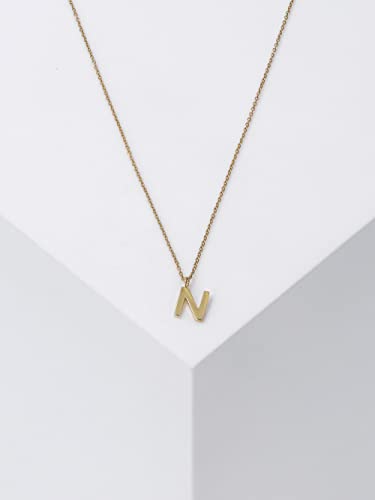 SIX Cadena sencilla con letra N de acero inoxidable dorado para mujer (804-451).