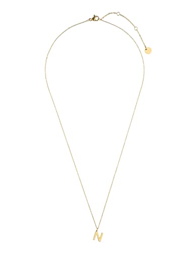 SIX Cadena sencilla con letra N de acero inoxidable dorado para mujer (804-451).