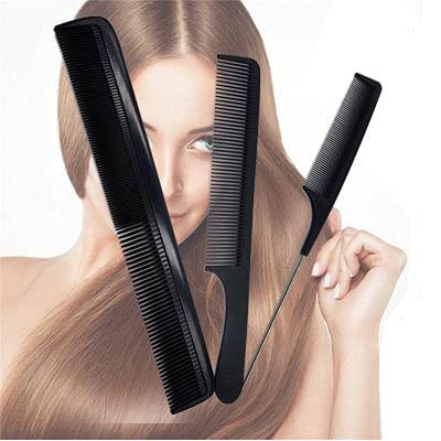 SIYI-XIU 3Pcs Peluquería Peine Pelo Peine de Corte de Pelo Peinado para Peluqueros Antiestático Resistente al Calor Peine,Negro