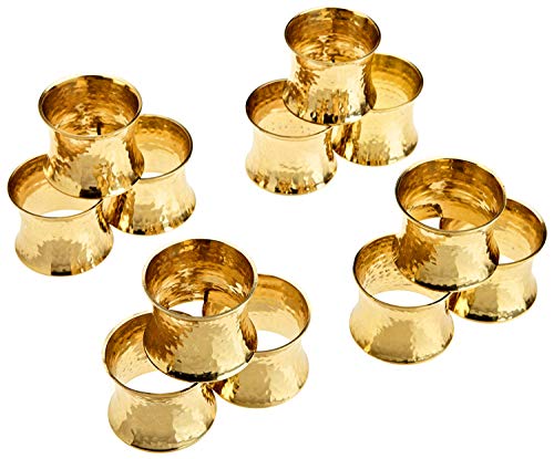 SKAVIJ Servilleteros Juego de 12 - Servilletero de Metal Martillado - Acción de Gracias, Black Friday, Navidad Decoración de la Mesa de Comedor Oro
