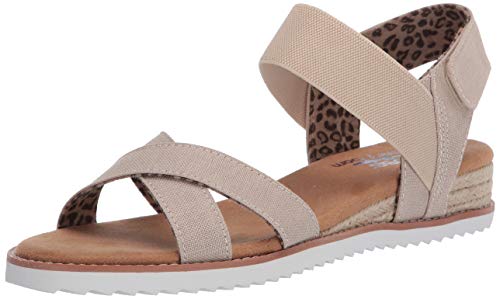 Skechers BOBS Women's Desert Kiss-Secret Picnic Flat Sandal, Natural, 10 M US