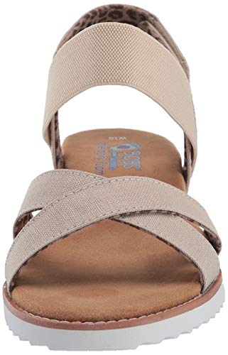 Skechers BOBS Women's Desert Kiss-Secret Picnic Flat Sandal, Natural, 8 M US