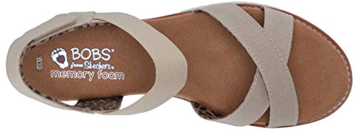Skechers BOBS Women's Desert Kiss-Secret Picnic Flat Sandal, Natural, 8 M US