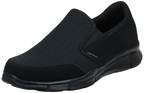 Skechers Equalizer-Persistent, Zapatillas sin Cordones Hombre, Negro BBK Black Mesh Duraleather Trim, 42 EU