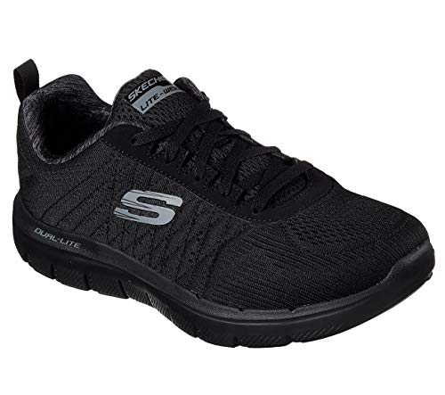 Skechers Flex Advantage 2.0, Zapatillas de Deporte Exterior Hombre, Negro (BBK Black Engineered Mesh/Trim), 44 EU