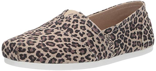 Skechers Women's Bobs Plush-Hot Spotted. Leopard Print Slip on Ballet Flat