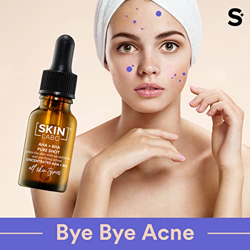 SkinLabo - Shot concentrado AHA + BHA. Suero facial para pieles propensas al acné con imperfecciones. Ayuda a reducir las imperfecciones. 15 ml