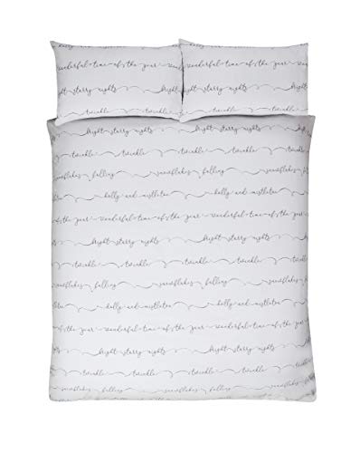 Sleepdown Juego edredón Reversible con Fundas de Almohada, de fácil Cuidado, Suave, cálido y Acogedor, tamaño King (220 x 230 cm), Color, Polialgodón, Blanco Carbón Gris, Matrimonio