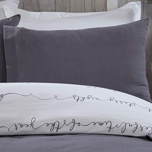 Sleepdown Juego edredón Reversible con Fundas de Almohada, de fácil Cuidado, Suave, cálido y Acogedor, tamaño King (220 x 230 cm), Color, Polialgodón, Blanco Carbón Gris, Matrimonio