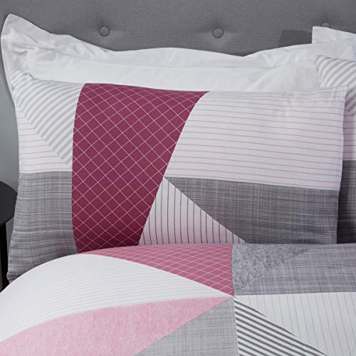 Sleepdown Splice-Juego edredón y Funda de Almohada (135 x 200 cm), diseño geométrico, Color Gris Ciruela, Polialgodón, Suelto