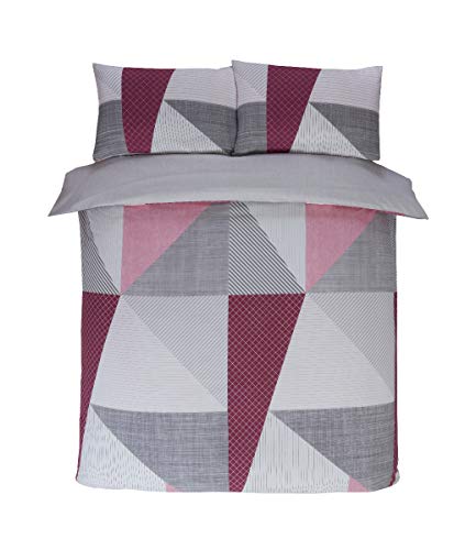 Sleepdown Splice-Juego edredón y Funda de Almohada (135 x 200 cm), diseño geométrico, Color Gris Ciruela, Polialgodón, Suelto