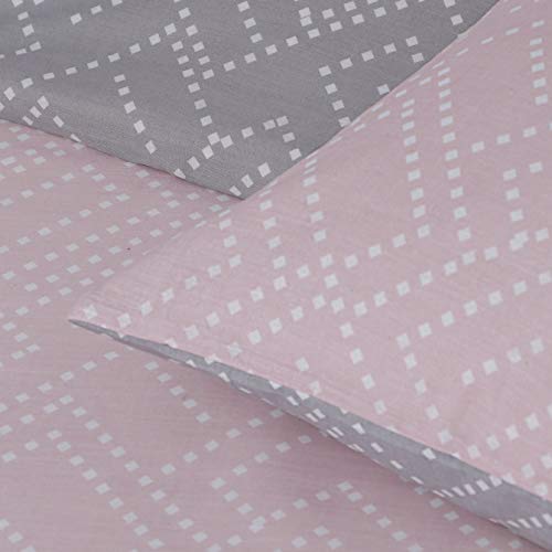 Sleepdown Square Dot Geo Pink Juego de Cama, Rosa, Matrimonio Grande