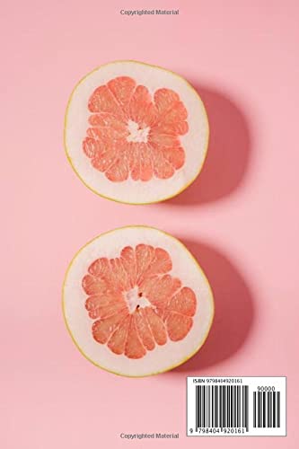 Sliced Grapefruit on Pink Surface Journal, Grapefruit Cut in Half Journal, Grapefruit Notebook, Diary, 120 Lined Pages
