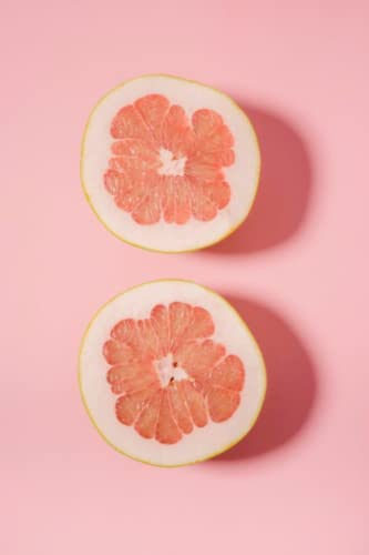 Sliced Grapefruit on Pink Surface Journal, Grapefruit Cut in Half Journal, Grapefruit Notebook, Diary, 120 Lined Pages
