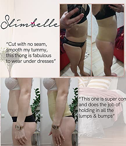 SLIMBELLE Tanga Faja Braga Reductora para Mujer Vientre Plano Braguitas Modeladora Cintura Alta-Beige-M/L