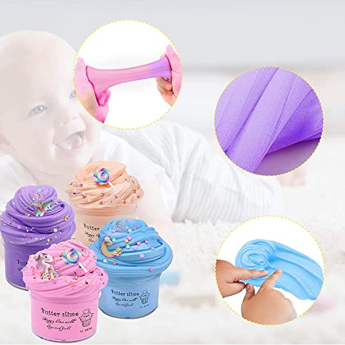Slime para niñas, ariel-gxr 4 Paquetes Kit de Limo de Mantequilla Suave Lodo de Alivio de Estrés de Juguete de Limo Suave y Ligero para niños, Adolescentes, Adultos