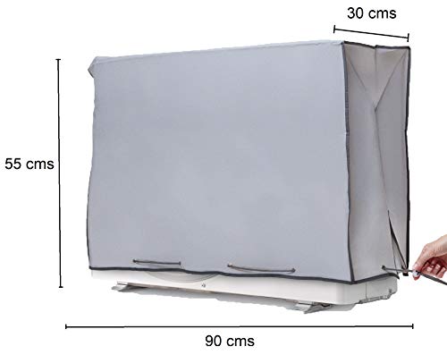 Smart-T-Haus Funda Protectora para Aire Acondicionado Exterior Impermeable Doble Tejido y Protección UV, Gris, 90 x 55 x 30 cms