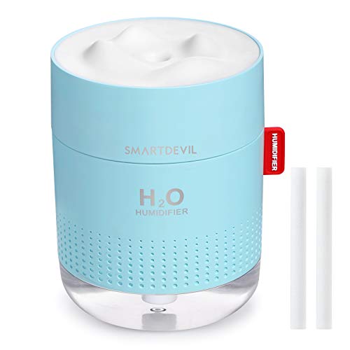 SmartDevil Humidificador 500ml, humidificadores ultrasónicos de aire con alimentación USB, apagado automático para el el hogar, dormitorio, la oficina,Sin batería,Aceite esencial prohibido - 2 Filtros