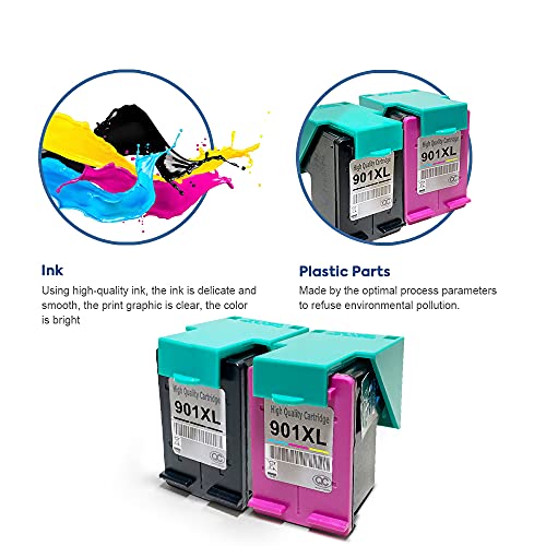 SMARTOMI Remanufacturado 901XL 901 Compatibles con HP 901 XL Cartucho de Tinta para Officejet 4500AIO Series J4540 J4550 J4580 J4680AIO Series 2 Cartuchos