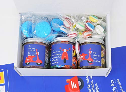 SMARTY BOX Caja Regalo Chuches Original Cumpleaños Amigo, Pareja, Novio, Caramelos y Gominolas Cesta Golosinas Regalo Chucherías con Mensajes Dulces sin Gluten, Fabricado en España