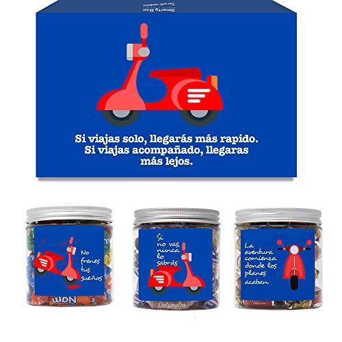 SMARTY BOX Caja Regalo Chuches Original Cumpleaños Amigo, Pareja, Novio, Caramelos y Gominolas Cesta Golosinas Regalo Chucherías con Mensajes Dulces sin Gluten, Fabricado en España