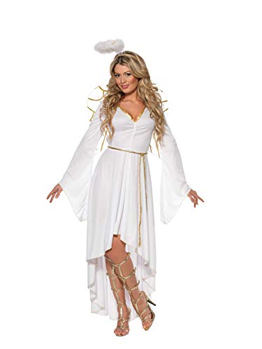 Smiffy'S 36977S Disfraz De Ángel Adulto Con Vestido Cinturón, Aureola Y Alas, Blanco, S - Eu Tamaño 36-38