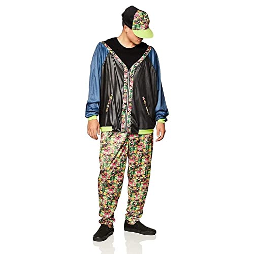 Smiffys-43198 Disfraz de Hip Hop años 80, Estampado, con Chaqueta, pantalón y Sombrero, Color, Tamaño único (Smiffy'S 43198)