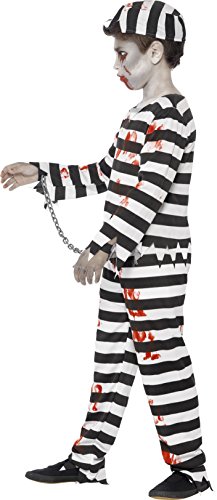 Smiffy's 44326S - Disfraz de zombi convicto, color negro y blanco, talla S (para 4-6 anos)