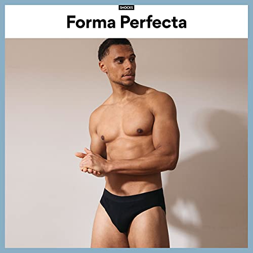 Snocks Calzoncillos Hombre Slip 6X Boxer Hombre Pack Slips Negro Tamaño L (Large) Slips Hombre Ropa Interior Hombre Negro Slips Hombre Packs Boxers para Hombres