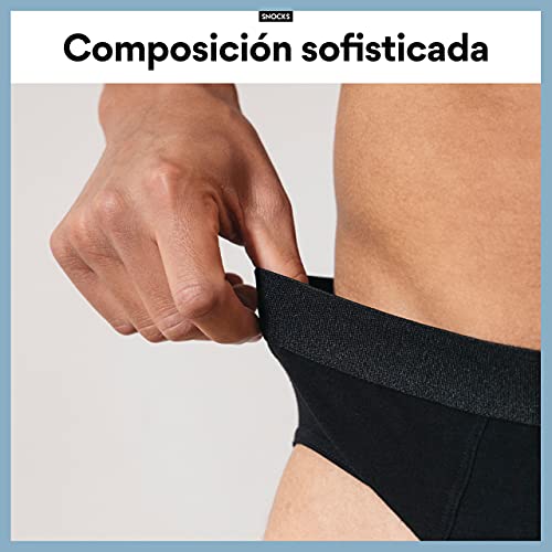 Snocks Calzoncillos Hombre Slip 6X Boxer Hombre Pack Slips Negro Tamaño L (Large) Slips Hombre Ropa Interior Hombre Negro Slips Hombre Packs Boxers para Hombres