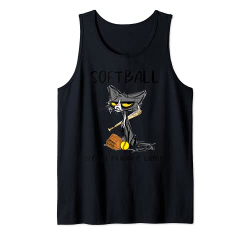 Softbol porque el asesinato es erróneo-Best Ideas de regalos amantes de los gatos Camiseta sin Mangas
